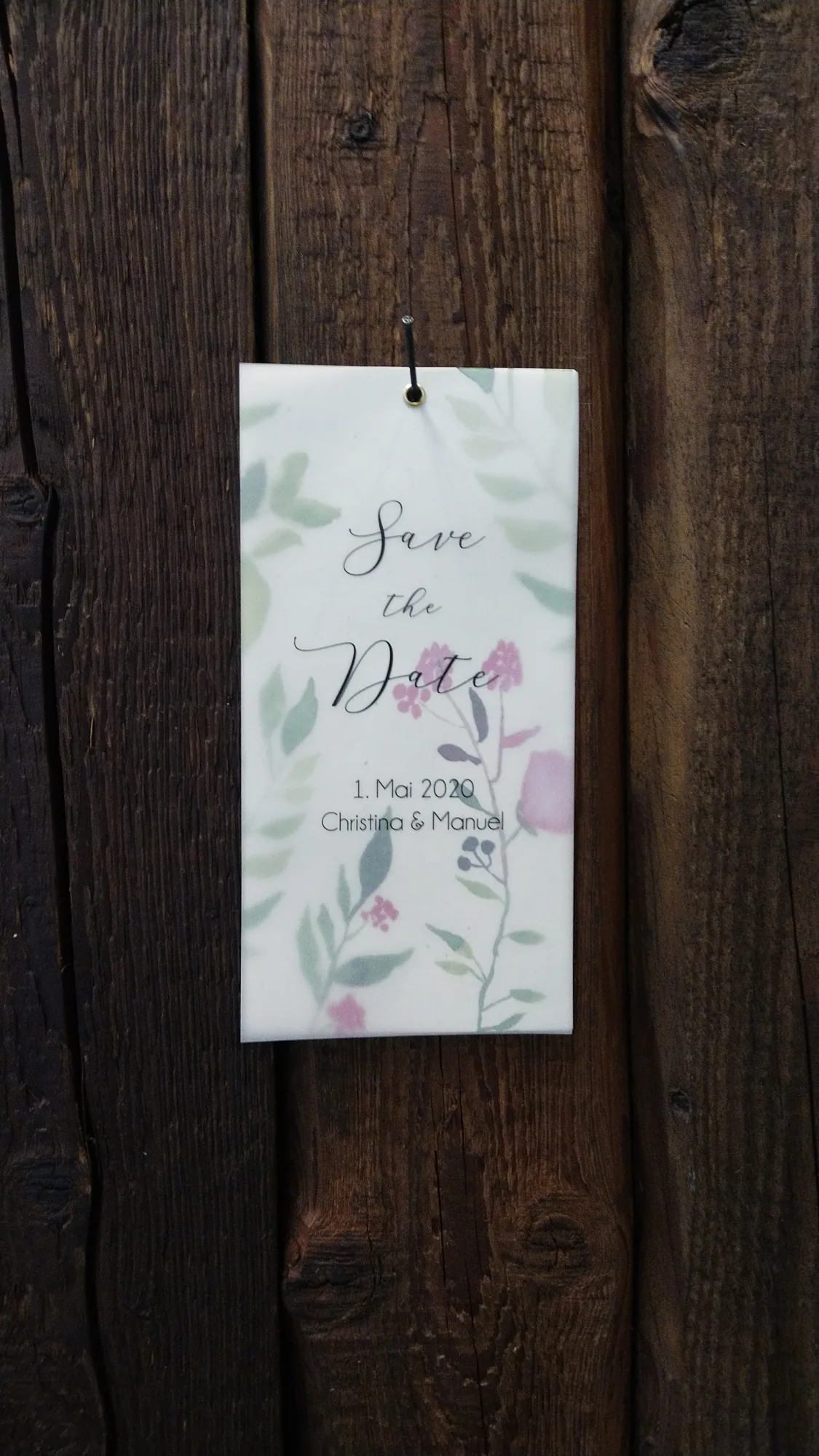 Save the Date Karte aus Papier mit Baumwollanteil